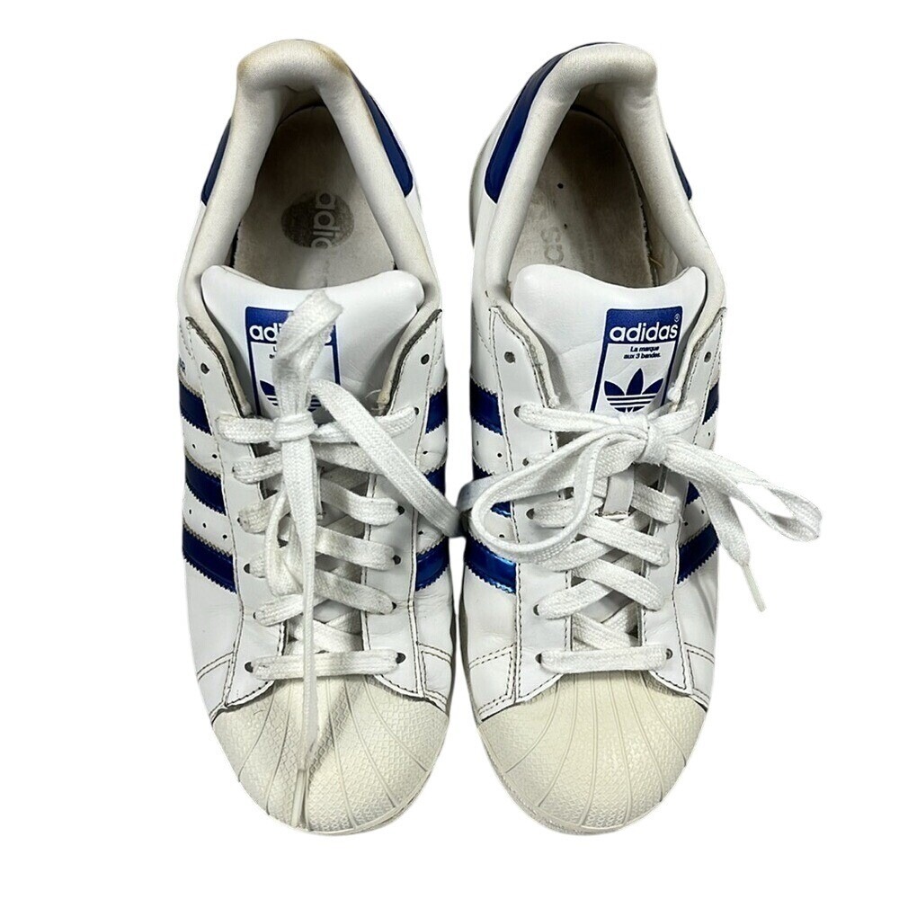 Adidas Originals Superstar White and Blue Sneakers Womens Size 9.5